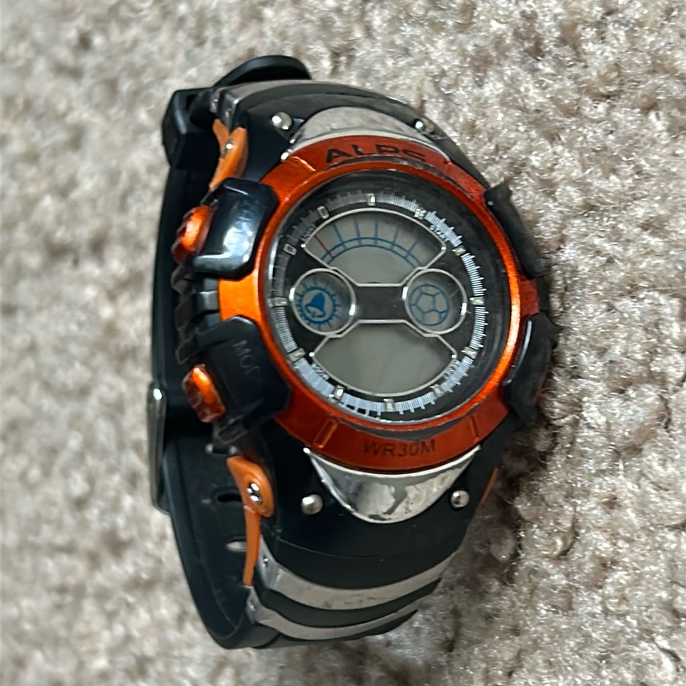 Alps men’s vintage orange/black digital watch one size‎ 6-8.5 inches